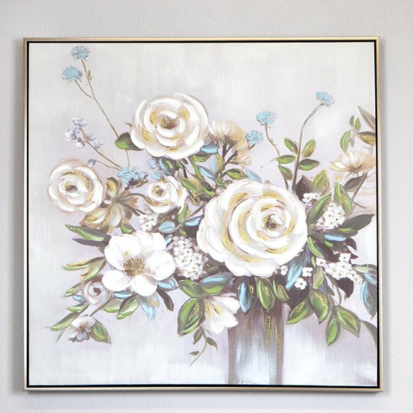 ΠΙΝΑΚΑΣ ΚΑΜΒΑΣ ΛΟΥΛΟΥΔΙΑ ΣΕ ΒΑΖΟ ΛΕΥΚΟΣ - ΓΚΡΙ 80x3.5x80cm