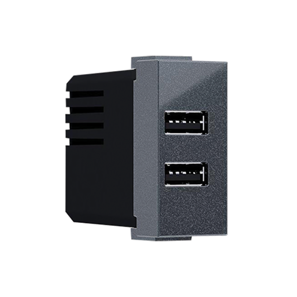 ^ MODYS ΠΡΙΖΑ ΤΡΟΦΟΔΟΣΙΑΣ USB 1 ΣΤ. 2xUSB ΑΝΘΡΑΚΙ 5VDC 2X1.2A IP20
