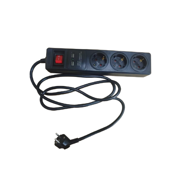 ΠΟΛΥΠΡΙΖΟ 6 ΣΟΥΚΟ ΑΣΦΑΛΕΙΑΣ ΜΕ ΔΙΑΚΟΠΤΗ+2USB 16A IP20 ΜΕ ΚΑΛΩΔΙΟ H05VV-F 3x1.5mm2 / ΚΑΘ ΜΗΚΟΥΣ 1.5m