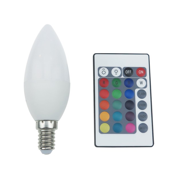 LED SMD E14 C37 4W IR RGB+3.000K 230V AC 300LM RA80 30000H 270° 