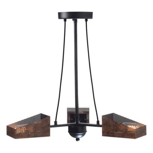 ΚΡΕΜΑΣΤΟ Φ/Σ 3ΧΕ27 ΜΕΤΑΛΛΙΚΟ ΜΑΥΡΟ+ΧΑΛΚΙΝΟ ΠΛΕΓΜΑ Φ60ΧΗ77CM