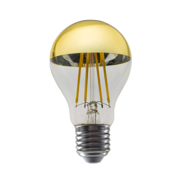 LED FILAMENT E27 DIM A60 GOLD 8W 2700K 230V AC 900LM RA80 30000H 180°
