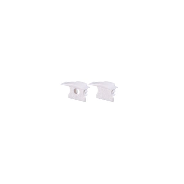 SET OF WHITE PLASTIC END CAPS FOR PROFILE P115,P116 1 WITHOUT HOLE & 1 WITH HOLE