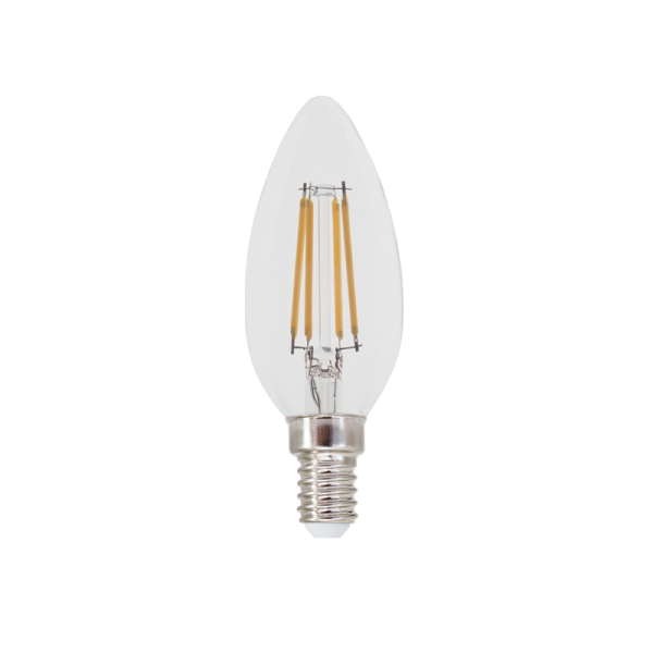 LED FILAMENT E14 C35 4W 6500K 230V AC 500LM RA80 30000H 360°