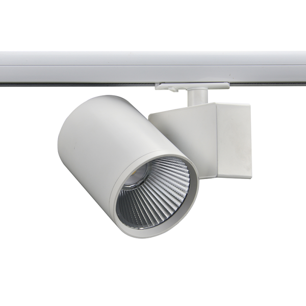 WHITE LED TRACK LUMINAIRE 40W 3000K 1-PHASE 38° 4000LM 230V AC Ra80