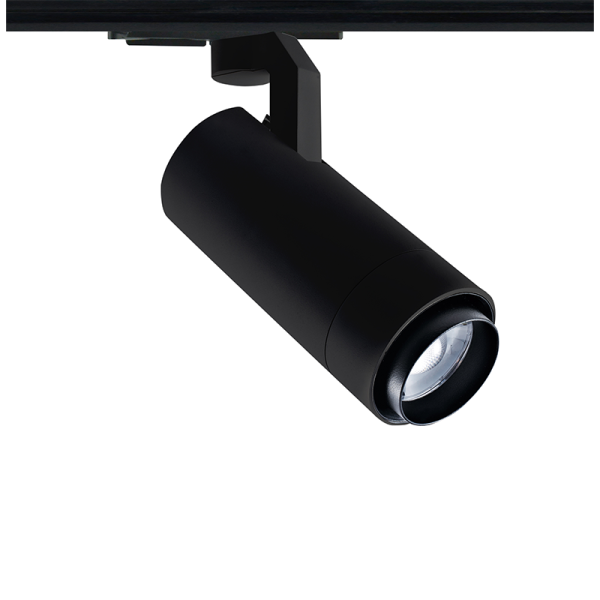 SAND BLACK LED ZOOMABLE TRACK LUMINAIRE 15W 3000K 1-PHASE 20-50° 1450LM MAX. 230V AC Ra80 5YRS