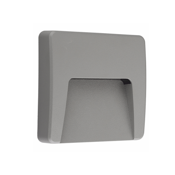 LED WALL SQUARE LUMINAIRE GREY 230V AC IP65 3W 3000K 200LM RA80