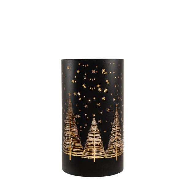 ΓΥΑΛΙΝΗ ΒΑΣΗ ΚΥΛΙΝΔΡΙΚΗ ΜΑΥΡΗ ΜΕ LED 9Χ9Χ16ΕΚ