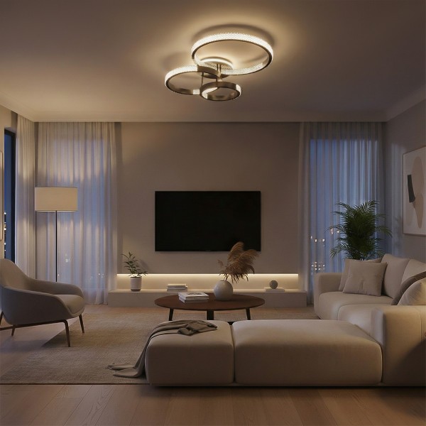 kelvo® DIAMOND KLV-101-0226 Φωτιστικό Οροφής LED 100W 10000lm 360° AC 220-240V IP20 Ρυθμιζόμενο Λευκό CCT με Χειριστήριο από 2700K έως 6000K Dimmable - Lumileds SMD Chip - Μαύρο Ματ - Μ80 x Π50 x Υ20cm - 3 Χρόνια Εγγύηση