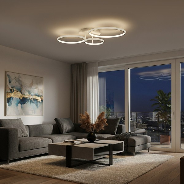 kelvo® NEMESIS KLV-101-0206 Φωτιστικό Οροφής LED 98W 9800lm 360° AC 220-240V IP20 Ρυθμιζόμενο Λευκό CCT με Χειριστήριο από 2700K έως 6000K Dimmable - Lumileds SMD Chip - Λευκό Ματ - Μ89 x Π60 x Υ19cm - 3 Χρόνια Εγγύηση