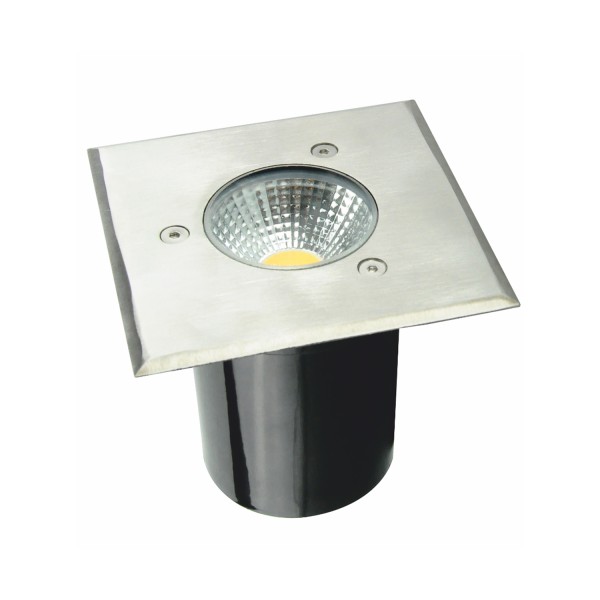 ^LED SQUARE COB INGROUND SPOT LUMINAIRE 7W 450LM 3000K 45° 230V AC IP67 RA80 30.000hrs