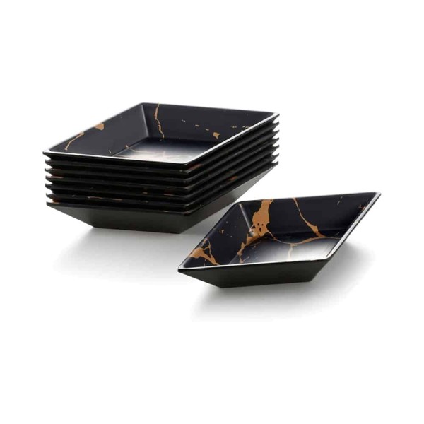 Yuk Μπολ Μελαμίνης Ρόμβος Black Marble 19x11x3εκ