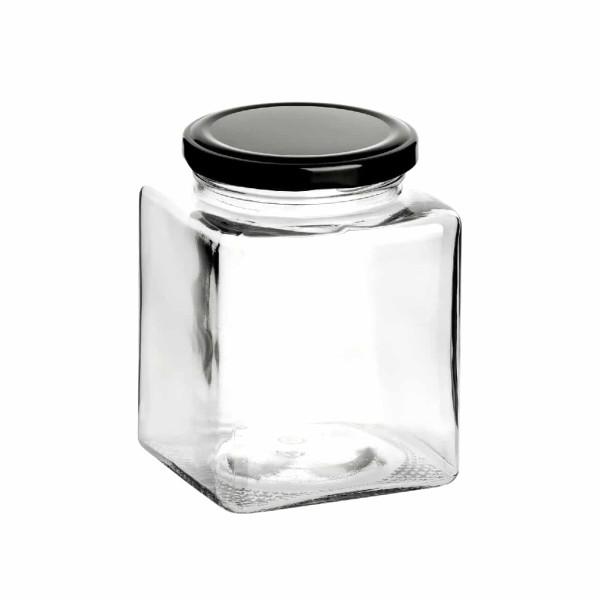 TEMNO Βάζο Mini Γυάλινο Τετράγωνο Με Μαύρο Καπάκι 630ml