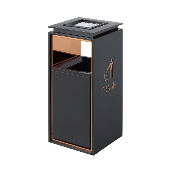 TEMNO Σταχτοδοχείο Δαπέδου Ανοξείδωτο Black/Copper Premium 35x35x80εκ 50lt
