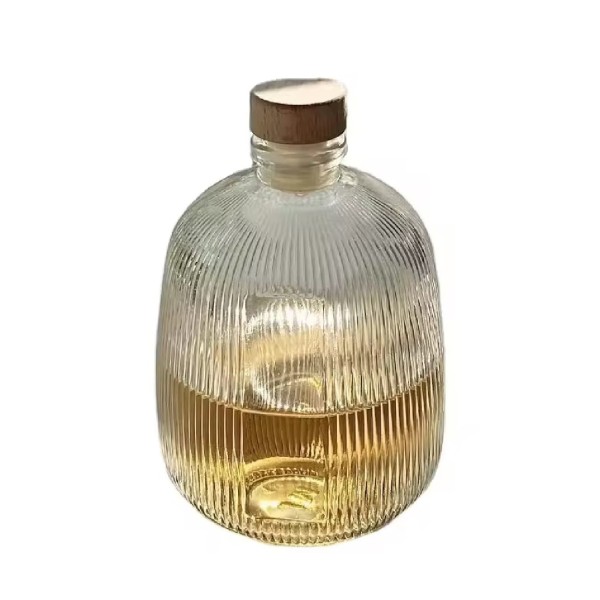 Yuk Μπουκάλι Γυαλί 400ml Στρόγγυλο Lines Με Καπάκι