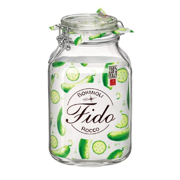 Bormioli Rocco Βάζο Γυάλινο Tempered Αεροστεγές Με Κλιπ Fido 3000ml 14x25εκ