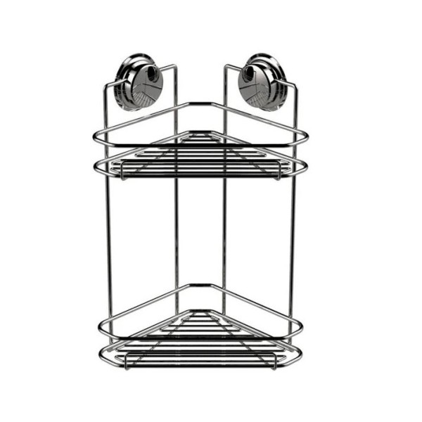 Ράφι διπλό γωνιακό με βεντούζες 21cm chrome Sealskin Elementals 