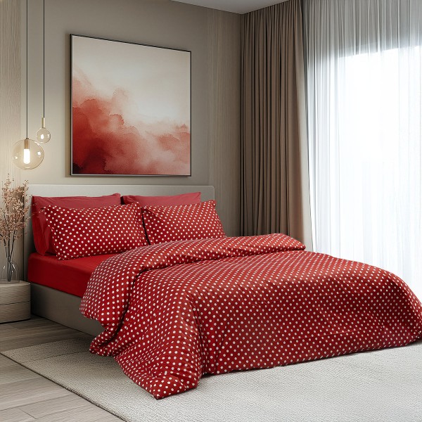 Beauty Home Σετ πάπλωμα υπέρδιπλο Art 10101 Fancy 220x240 Κόκκινο