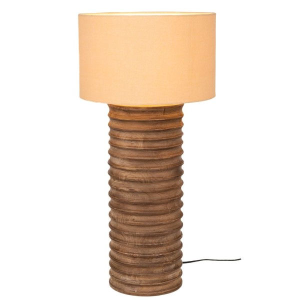 Φωτιστικό Επιτραπέζιο Με Βάση Από Ξύλο Mango Και Μπεζ Καπέλο Φ35εκ./Φ20x72εκ. iliadis 92081