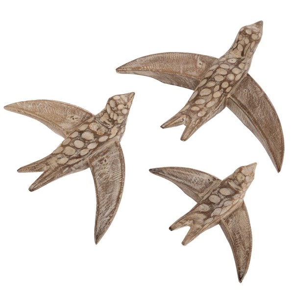 Σετ 3τμχ Διακοσμητικά Πουλάκια Από Ξύλο Mango 35x28x11εκ./31x23x11εκ./23x17x8εκ. iliadis 92092