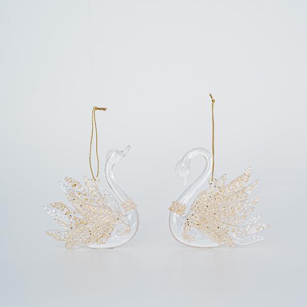 ΑΚΡΥΛΙΚΟΣ ΚΥΚΝΟΣ, ΔΙΑΦΑΝΟΣ, ΜΕ ΑΠΑΛΟ ΧΡΥΣΟ GLITTER, 2 ΣΧΕΔΙΑ, 9x10cm, ΤΙΜΗ ΑΝΑ ΤΜΧ