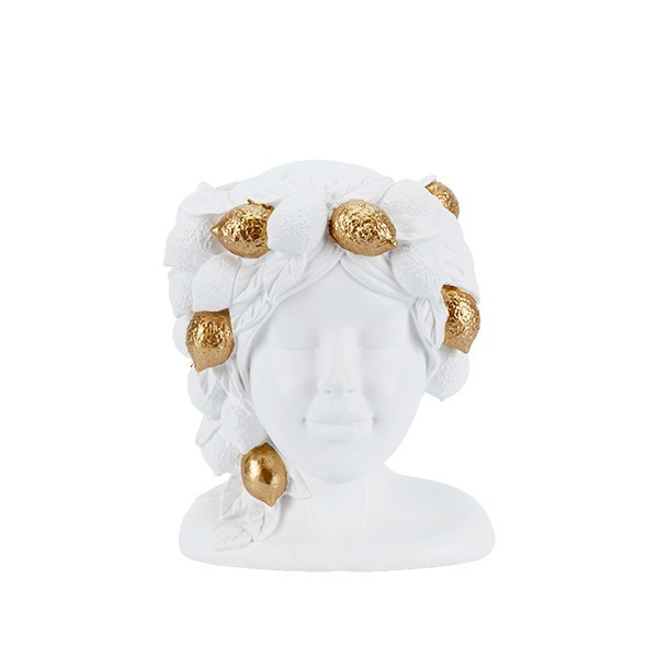 ΦΙΓΟΥΡΑ ΓΥΝΑΙΚΑ ΜΕ ΛΕΜΟΝΙΑ ΠΟΛΥΡΕΖΙΝ ΛΕΥΚΗ - ΧΡΥΣΗ 16x14x19.7cm