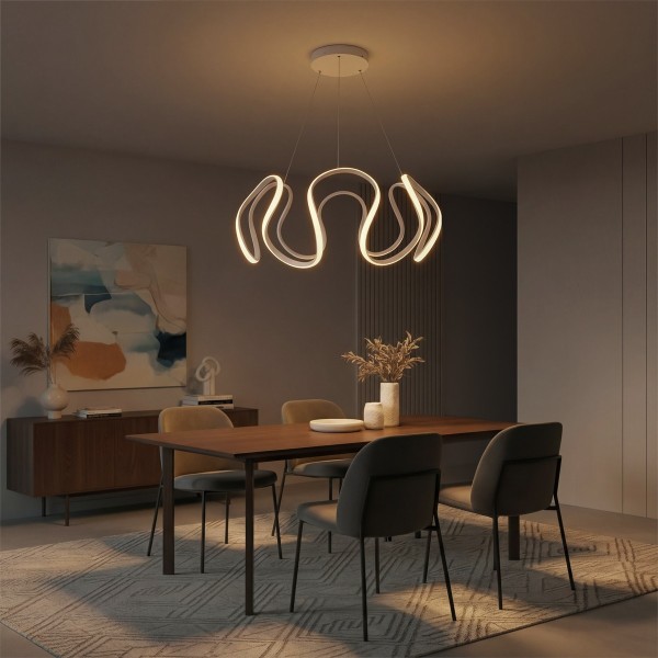 kelvo® TARANTULA KLV-101-0270 Κρεμαστό Φωτιστικό Οροφής LED 120W 12000lm 360° AC 220-240V IP20 Ρυθμιζόμενο Λευκό CCT με Χειριστήριο από 2700K έως 6000K Dimmable - Lumileds SMD Chip - Λευκό Ματ - Μ78 x Π78 x Υ31.5cm - 3 Χρόνια Εγγύηση