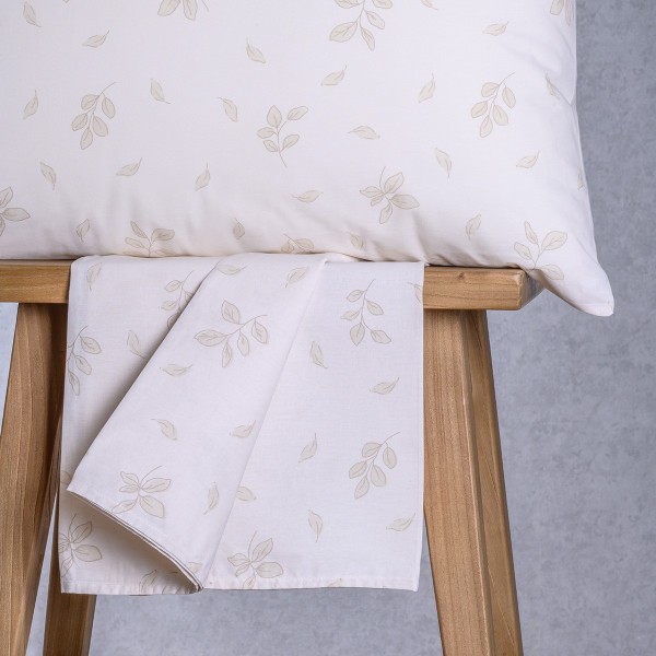 Σετ Σεντόνι Με 2 Μαξιλαροθήκες Polycotton King Με Λάστιχο 180x200+32εκ. Rea Beige Casual Line Mini Melinen 20006064