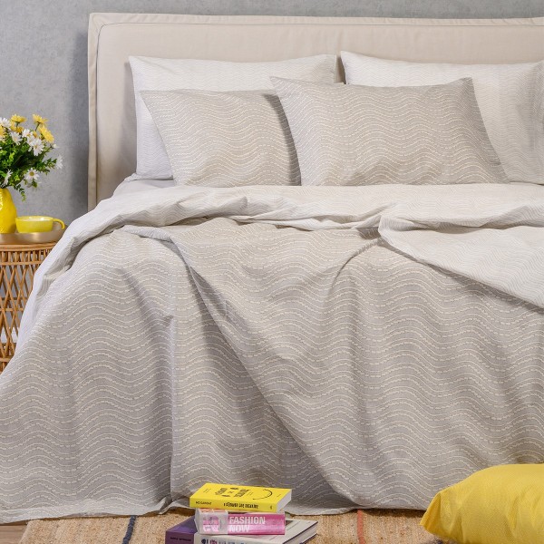 Σετ Σεντόνια Βαμβακερά Διπλά Με Λάστιχο 150x200+32εκ. Maverick Light Grey Ultra Line Melinen 20005796