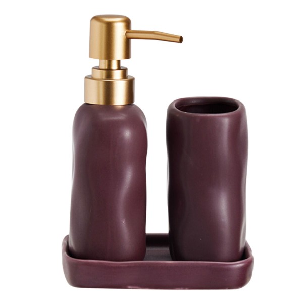 Σετ Μπάνιου Stoneware 3 Τεμαχίων Aubergine 7428U MRShome