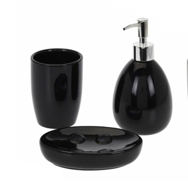 Σετ Μπάνιου 3τμχ Δολομίτη Black MRShome 0100002