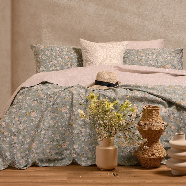 Παπλωματοθήκη Βαμβακερή Υπέρδιπλη 225x245εκ. Amy Aqua Ultra Line Melinen 20005914