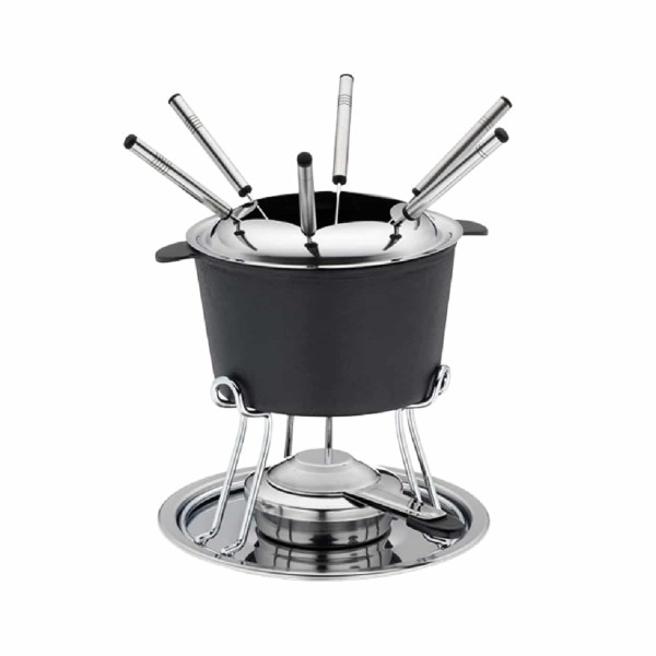 Yuk Φοντύ Μαύρο Inox 18/10 Φ20x19.5εκ Με 6 Πιρουνάκια