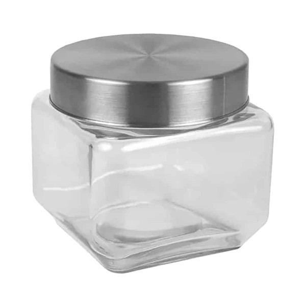 Yuk Βάζο Γυάλινο Τετράγωνο Με Inox Καπάκι 1LT 9907Y