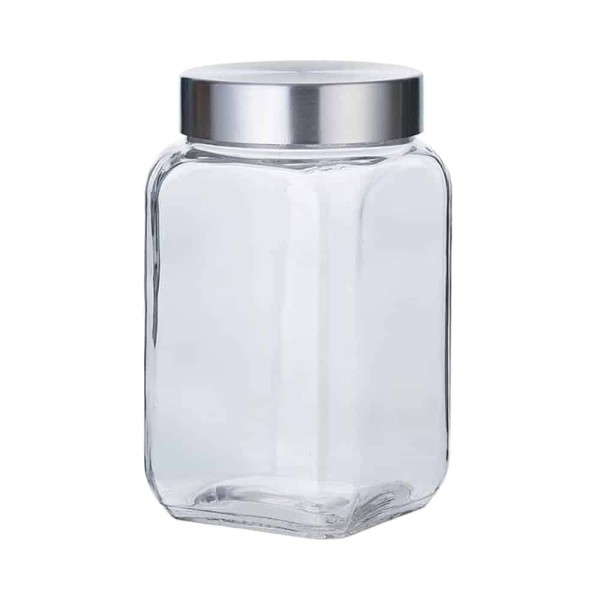 Yuk Βάζο Γυάλινο Τετράγωνο Με Inox Καπάκι 1.9LT 9907M