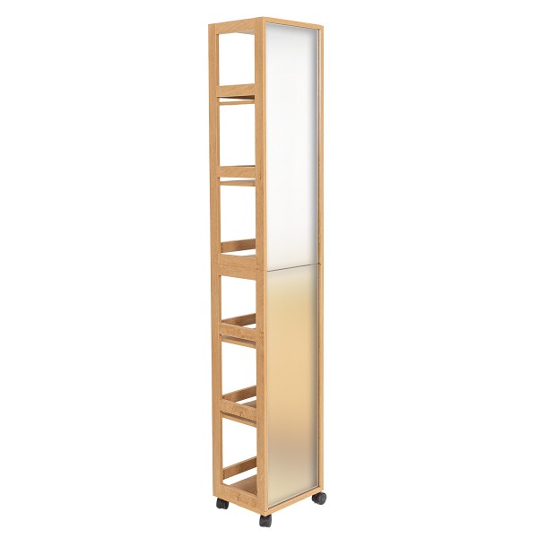 Ραφιέρα Ξύλινη Μπεζ με Ρόδες 30x25x167cm με Καθρέπτη στην πίσω όψη MRShome