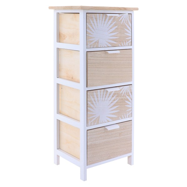 Συρταριέρα MDF με 4 Συρτάρια 37.5x27.5x86cm Μπεζ με Σχέδιο MRShome