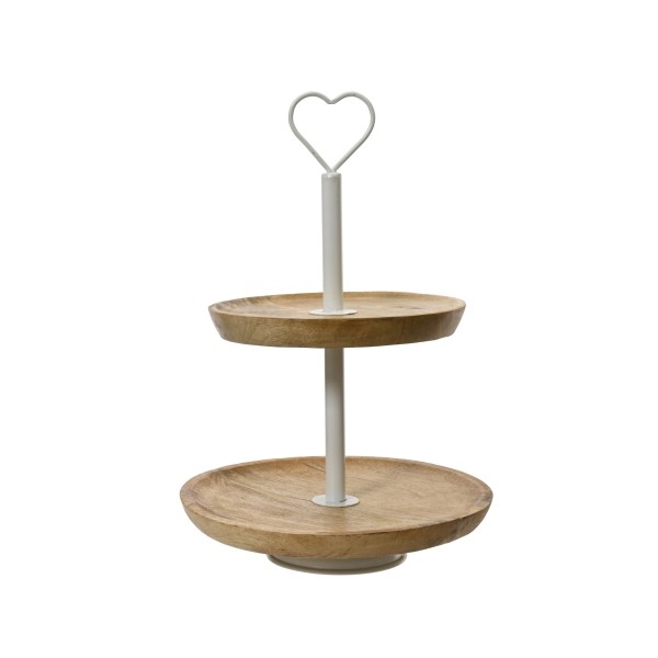 Beauty Home Διώροφη Ταρτιέρα από Ξύλο Μάνγκο 25 x 37 cm