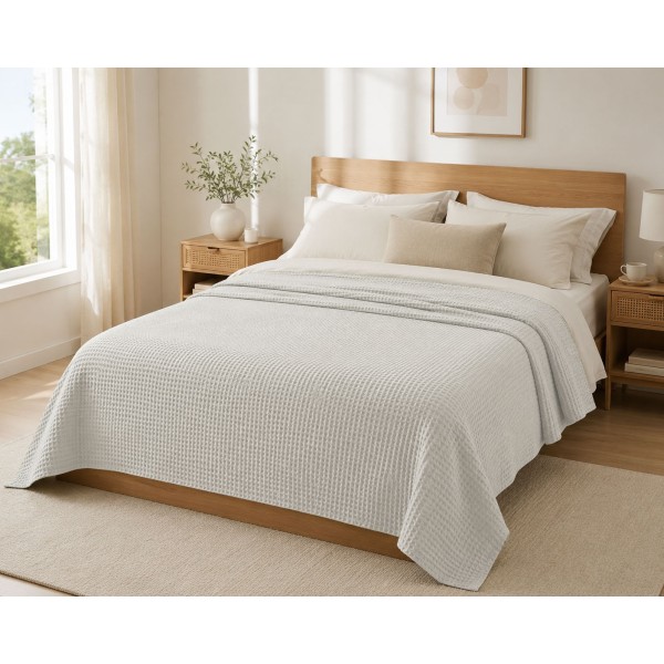 Κουβέρτα Πικέ Βαμβακερή Υπέρδιπλη 230x250εκ. Sanforized Reactive White 7133004-W
