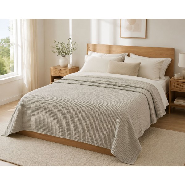 Κουβέρτα Πικέ Βαμβακερή Υπέρδιπλη 230x250εκ. Sanforized Reactive Light Grey 7138009-LG