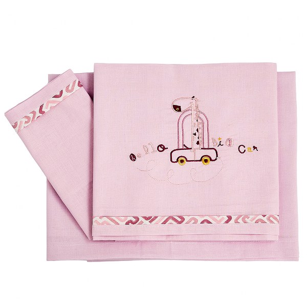 Σετ Σεντόνια 3τμχ Βαμβακερά Κούνιας 100x160εκ. Giraffe Pink 20261