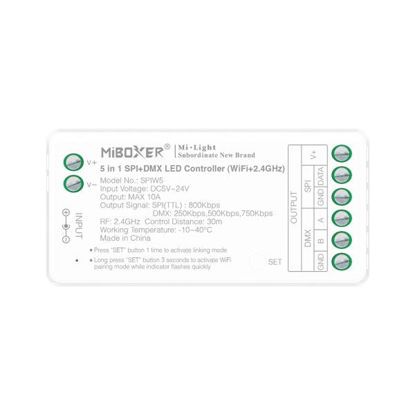 ΕΛΕΓΚΤΗΣ LED 5 ΣΕ 1 SPI DMX WIFI 2.4G ACA A-SPIW5 IP20