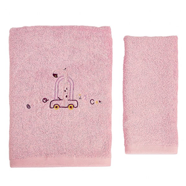 Σετ Πετσέτες 2τμχ Μπεμπέ Βαμβακερές Giraffe Pink 50261