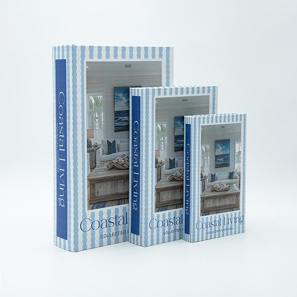 S/3 ΚΟΥΤΙ ΒΙΒΛΙΟ ΞΥΛΙΝΟ ΓΑΛΑΖΙΟ - ΛΕΥΚΟ 33x22x7cm / 26x17x5cm / 21x13x3cm