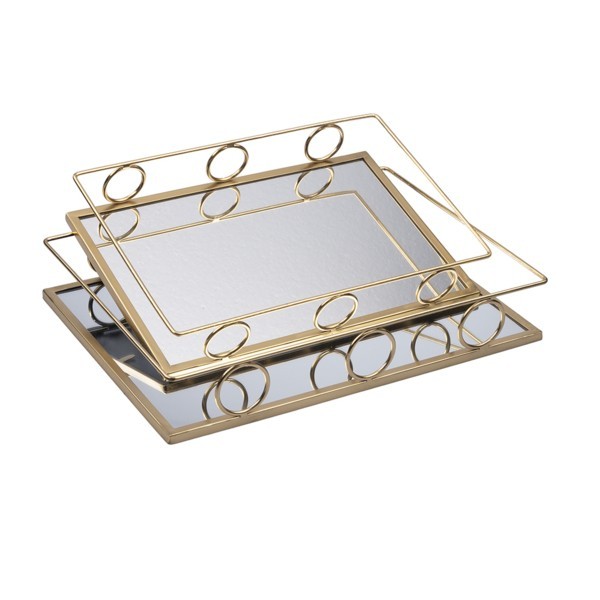 S/2 ΔΙΣΚΟΙ ΜΕΤΑΛΛΙΚΟΙ ΜΕ ΚΑΘΡΕΦΤΗ ΧΡΥΣΟΙ 37x26x6cm / 32x22x5.5cm