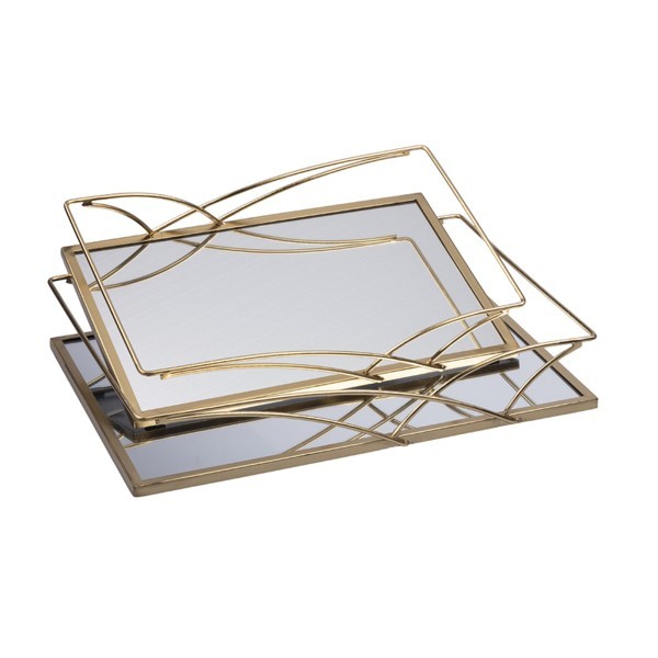 S/2 ΔΙΣΚΟΙ ΜΕΤΑΛΛΙΚΟΙ ΜΕ ΚΑΘΡΕΦΤΗ ΧΡΥΣΟΙ 35x25x6cm / 30.5x20x5.5cm