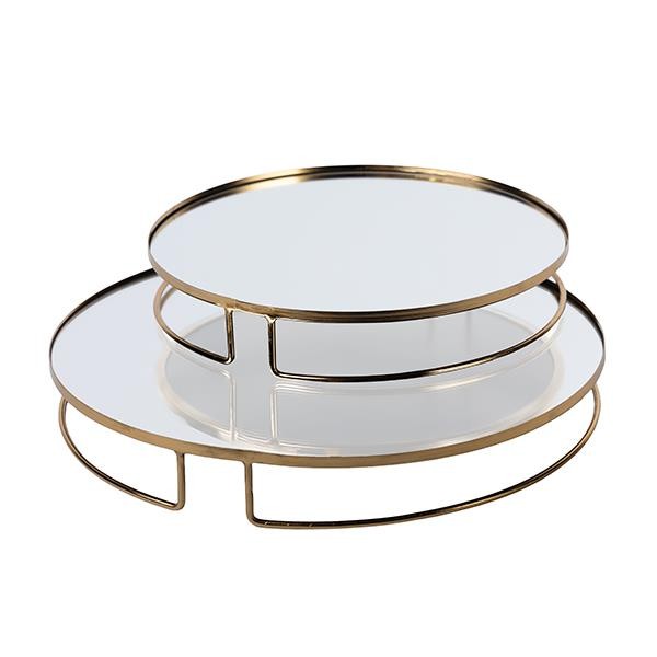 S/2 ΔΙΣΚΟΣ ΜΕΤΑΛΛΙΚΟΣ ΜΕ ΚΑΘΡΕΦΤΗ ΧΡΥΣΟΣ 39x39x5cm / 30.5x30.5x5cm