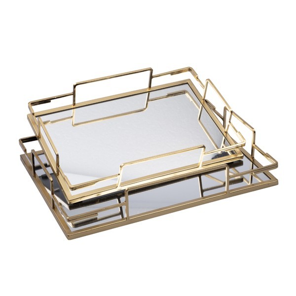 S/2 ΔΙΣΚΟΙ ΜΕΤΑΛΛΙΚΟΙ ΜΕ ΚΑΘΡΕΦΤΗ ΧΡΥΣΟΙ 35x25x6cm / 30.5x20x5.5cm