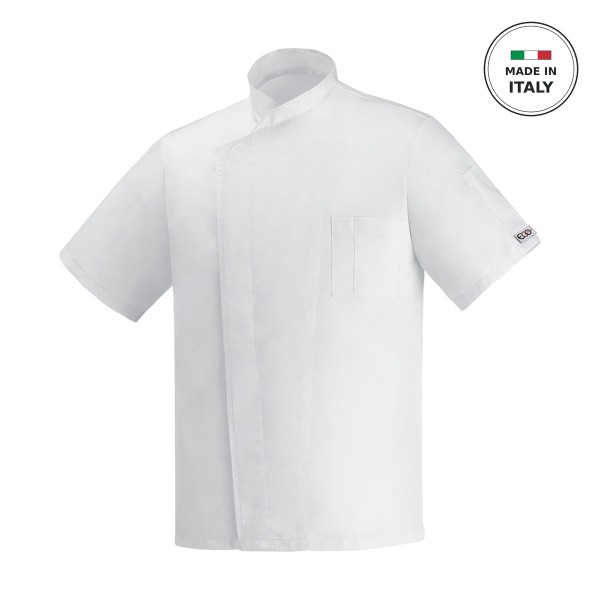Σακάκι Σεφ EGOCHEF 100% Microfiber Ανδρικό Λευκό με Κοντό Μανίκι Ottavio LARGE