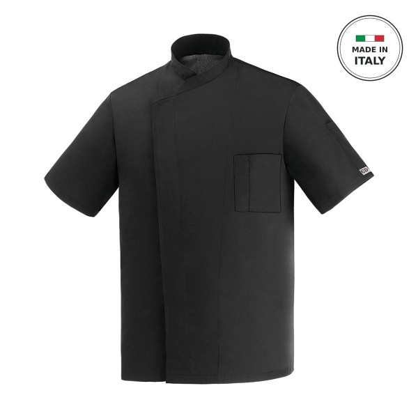 Σακάκι Σεφ EGOCHEF 100% Microfiber Ανδρικό Μαύρο με Κοντό Μανίκι Ottavio MEDIUM